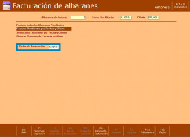 Introduce la fecha y pulsa INTRO para facturar todos los albaranes por fecha y cliente .
